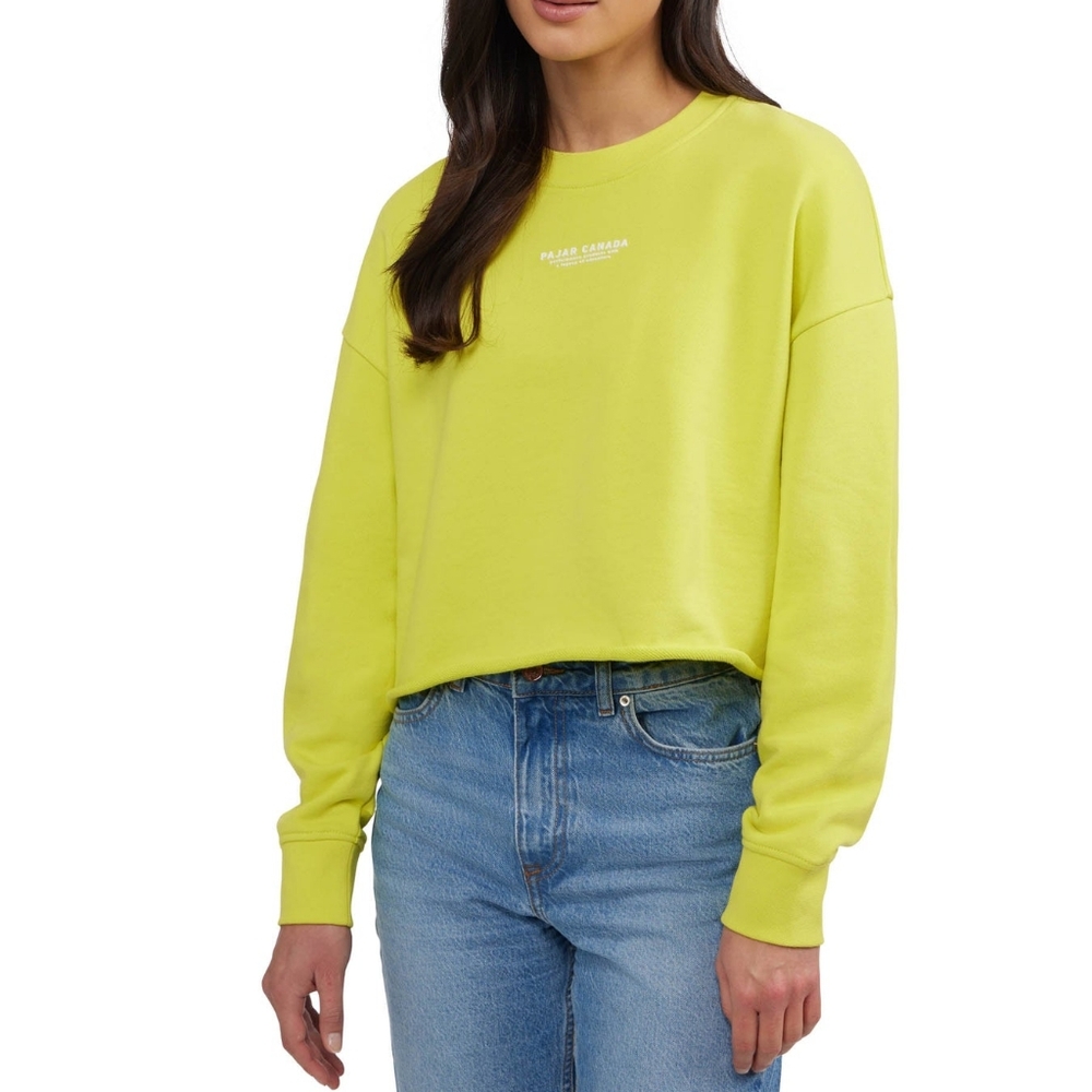 NWT PAJAR Neon Neo Green Lawson Oversized Cropped Sweatshirt S
